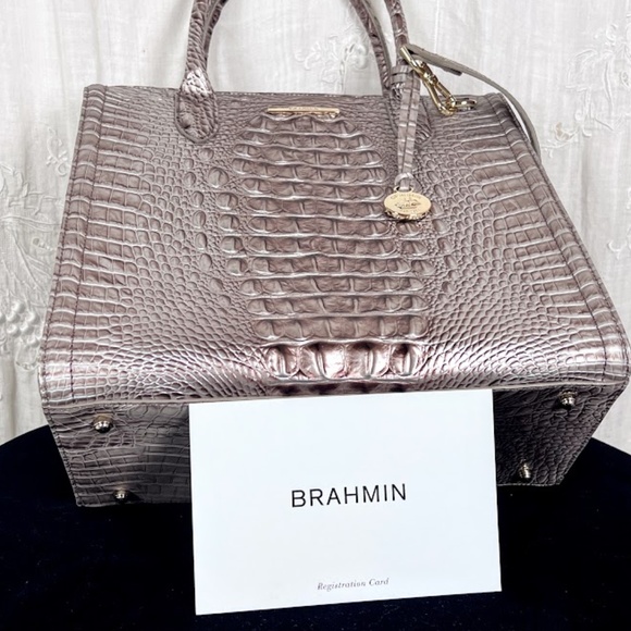 SALE! Brahmin Caroline Silver Lining Melbourne Satchel NWOT 🎉9X Host Pick🎉 - Picture 9 of 15